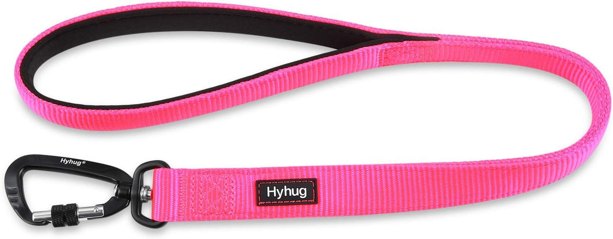Short Dog Leash 18", Heavy Duty Nylon with Padded Handle