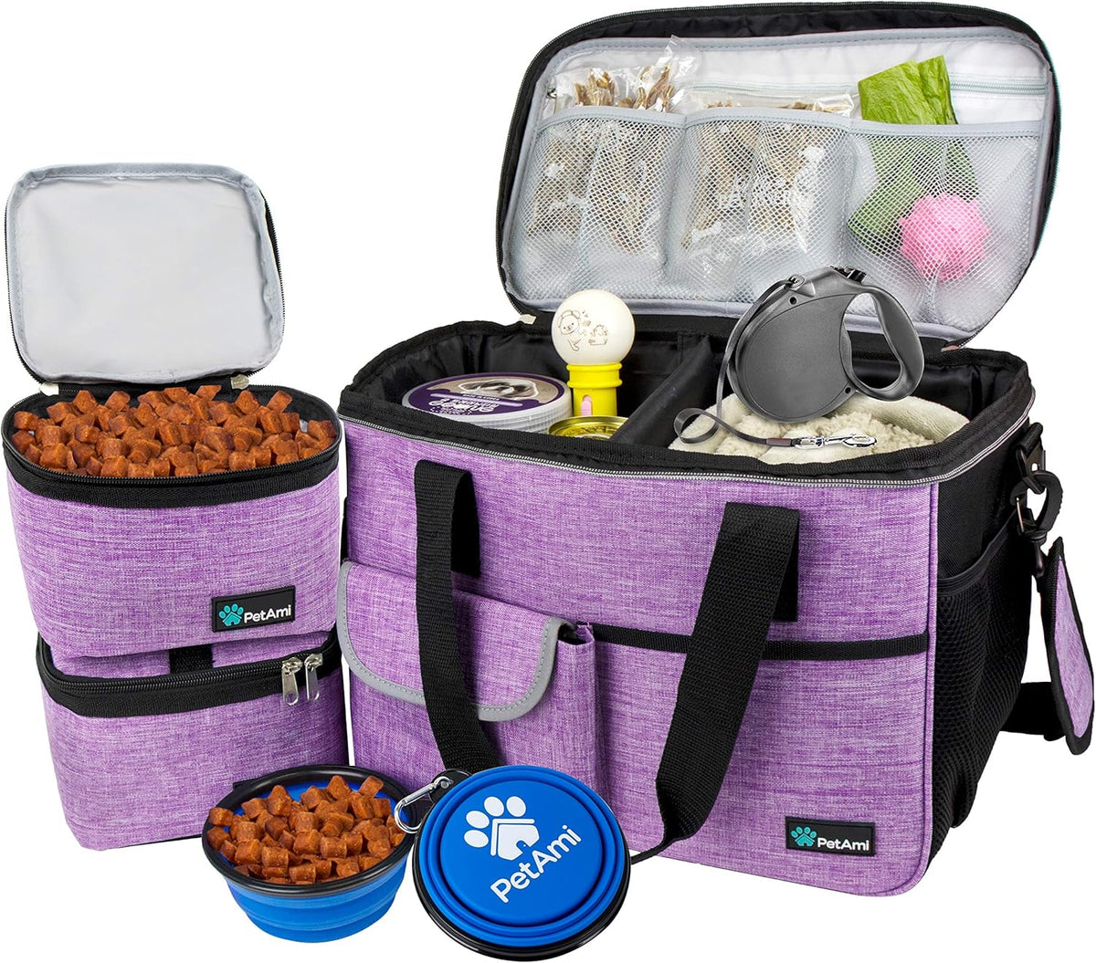 Dog Travel Bag Organizer, Pet Supplies Tote Diaper Bag, Black Medium