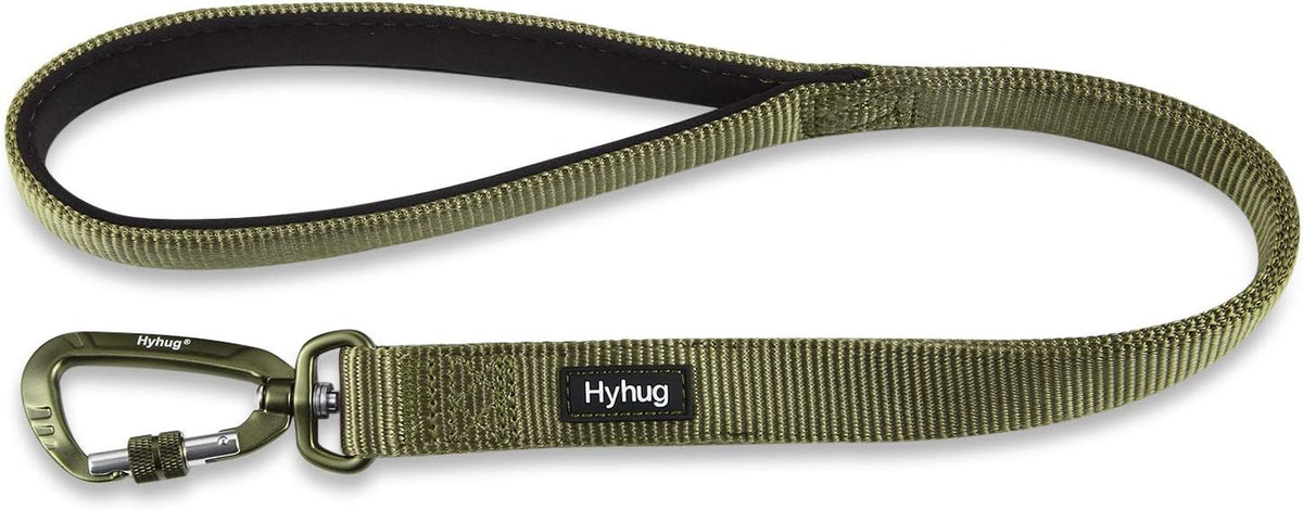 Short Dog Leash 18", Heavy Duty Nylon with Padded Handle