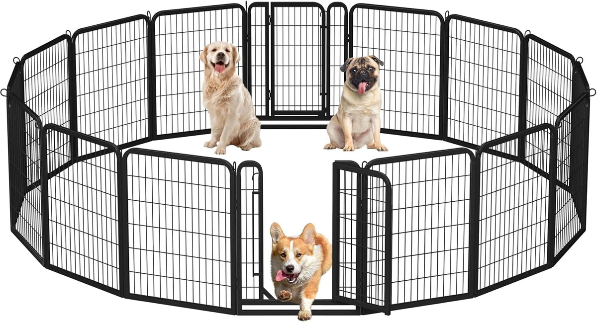Dog Playpen 24In 16 Panels Pet Fence for Indoor Yard RV Camping