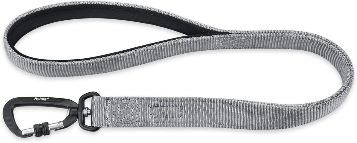 Short Dog Leash 18", Heavy Duty Nylon with Padded Handle
