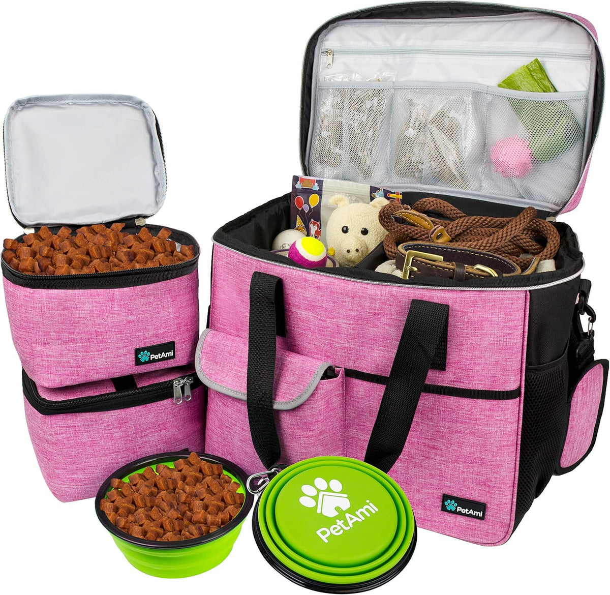 Dog Travel Bag Organizer, Pet Supplies Tote Diaper Bag, Black Medium