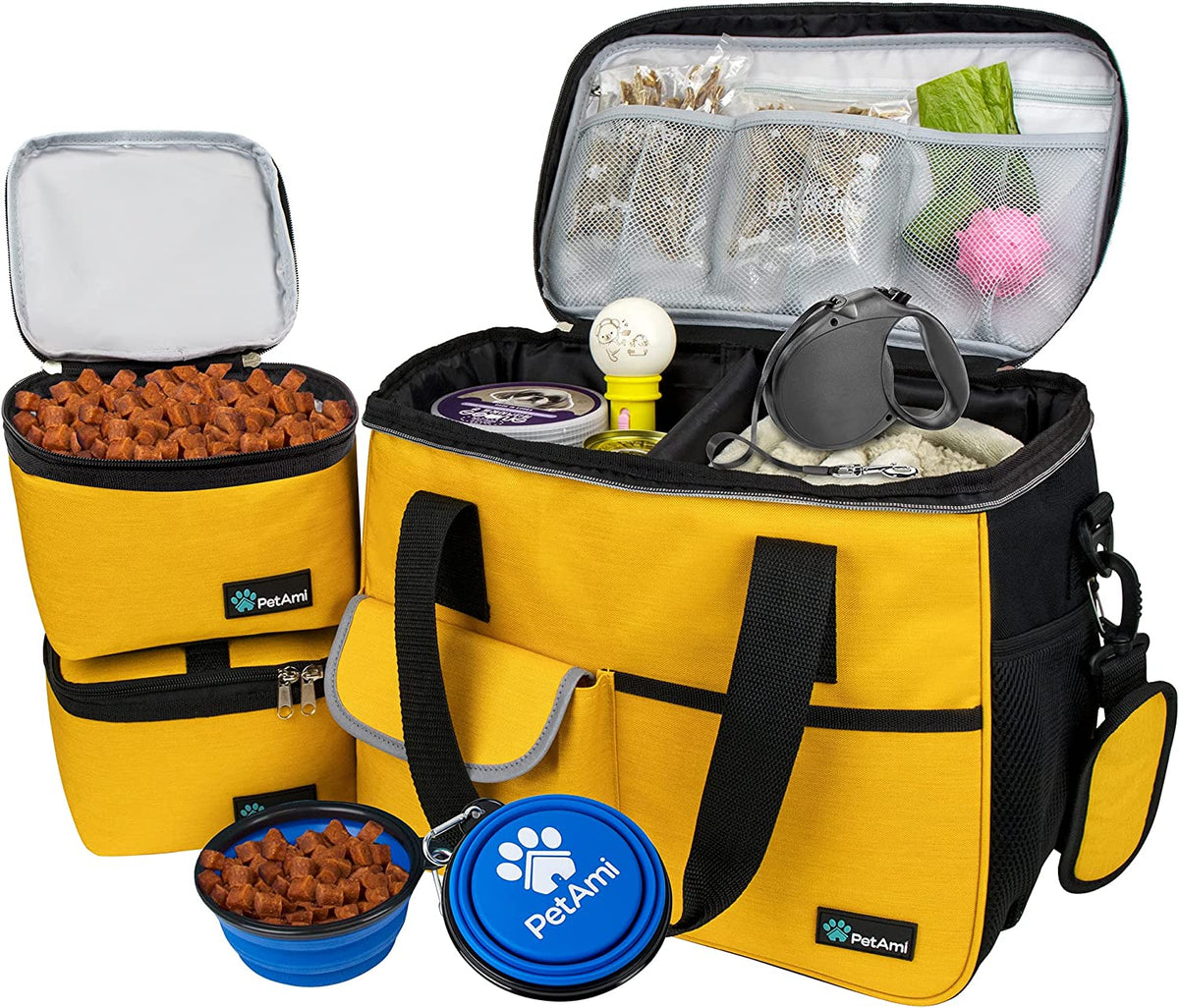 Dog Travel Bag Organizer, Pet Supplies Tote Diaper Bag, Black Medium