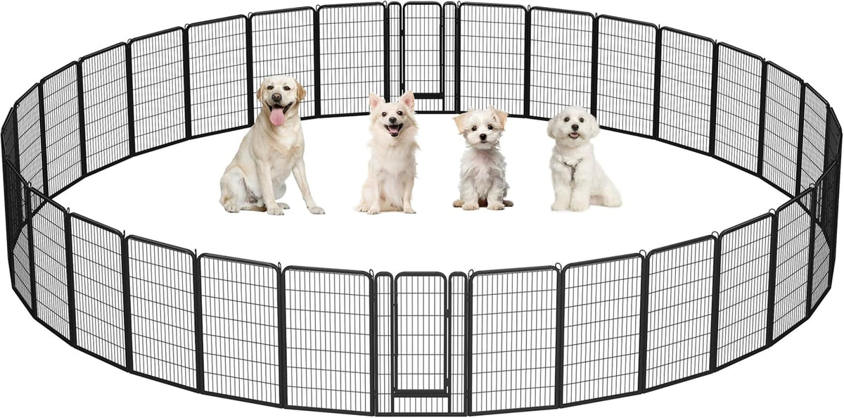 Dog Playpen 24In 16 Panels Pet Fence for Indoor Yard RV Camping