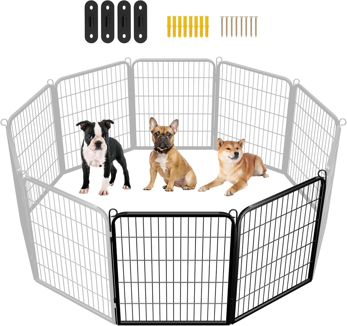 Dog Playpen 24In 16 Panels Pet Fence for Indoor Yard RV Camping