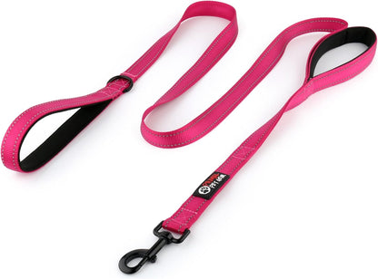 Dog Leash 6Ft Long,Traffic Padded Two Handle,Heavy Duty,Reflective Double Handles Lead for Control Safety Training,Leashes for Large Dogs or Medium Dogs,Dual Handles Leads(Black)