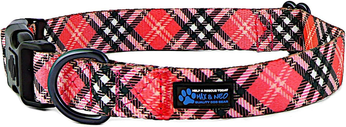 NEO Nylon Buckle Reflective Dog Collar - Medium, Pink
