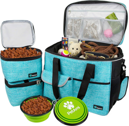 Dog Travel Bag Organizer, Pet Supplies Tote Diaper Bag, Black Medium