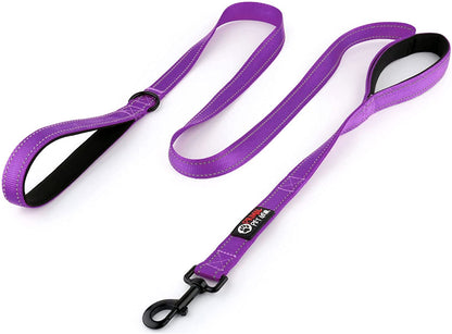 Dog Leash 6Ft Long,Traffic Padded Two Handle,Heavy Duty,Reflective Double Handles Lead for Control Safety Training,Leashes for Large Dogs or Medium Dogs,Dual Handles Leads(Black)