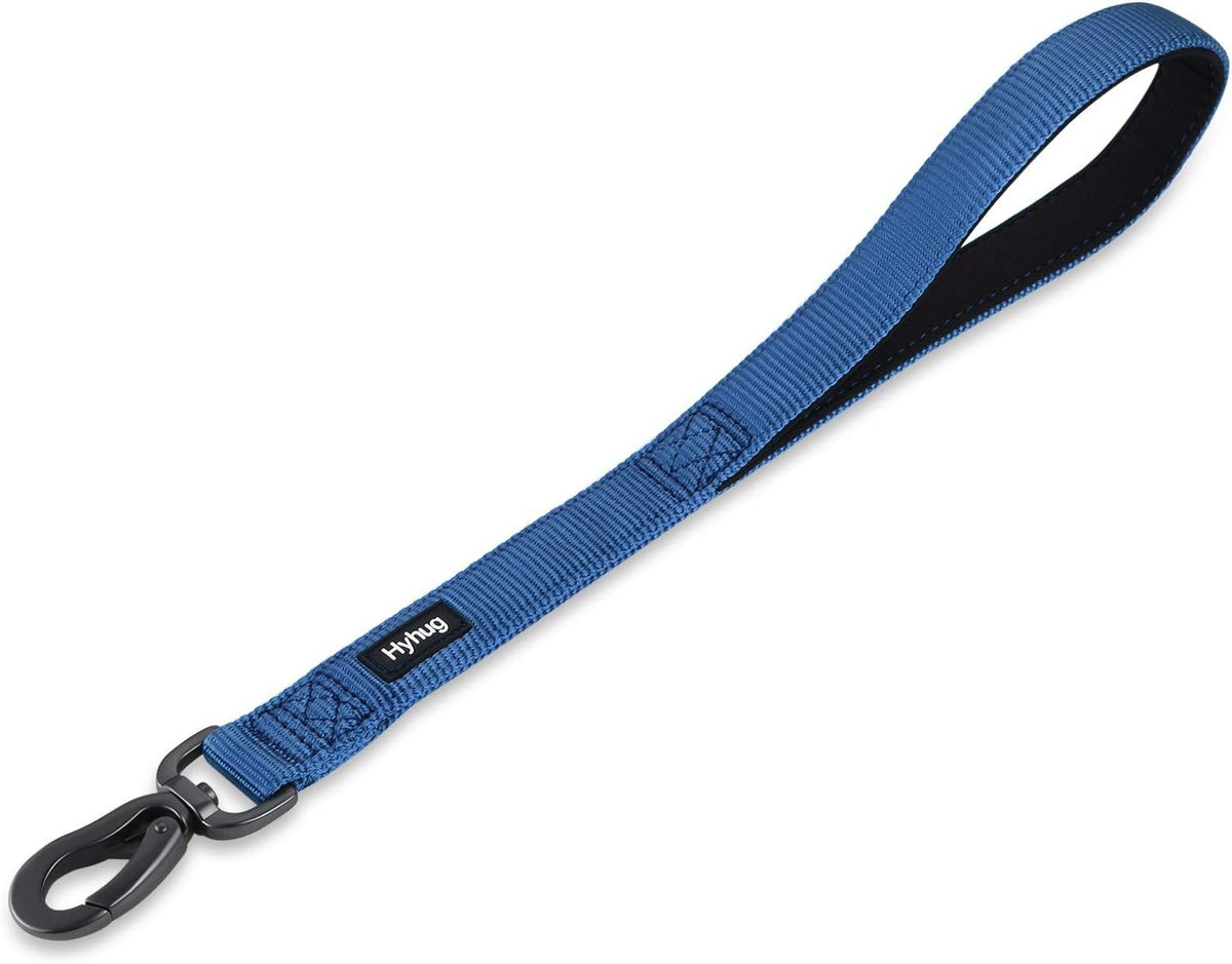 Short Dog Leash 18", Heavy Duty Nylon with Padded Handle