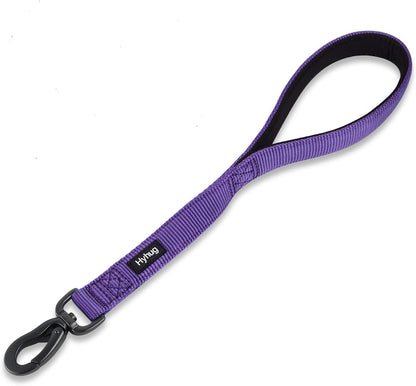 Short Dog Leash 18", Heavy Duty Nylon with Padded Handle