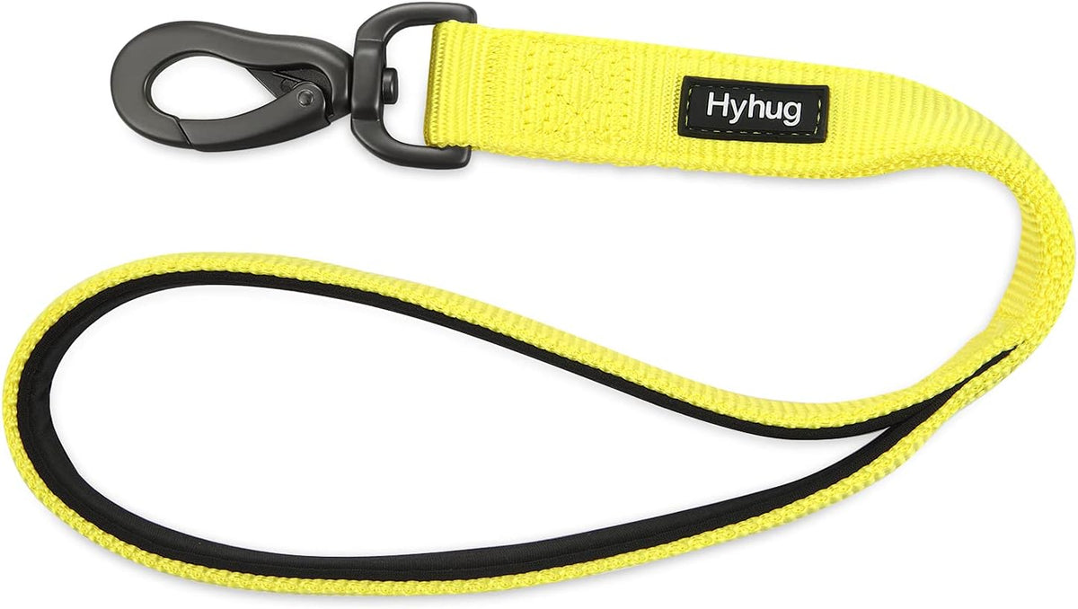 Short Dog Leash 18", Heavy Duty Nylon with Padded Handle