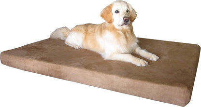 Waterproof Memory Foam Dog Bed for Medium Dogs with Washable Cover and Extra Pet Bed Case 37X27X4 Inch, Khaki