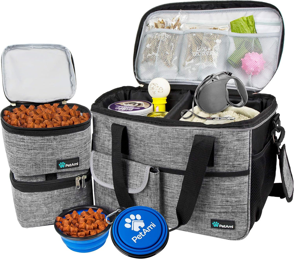 Dog Travel Bag Organizer, Pet Supplies Tote Diaper Bag, Black Medium