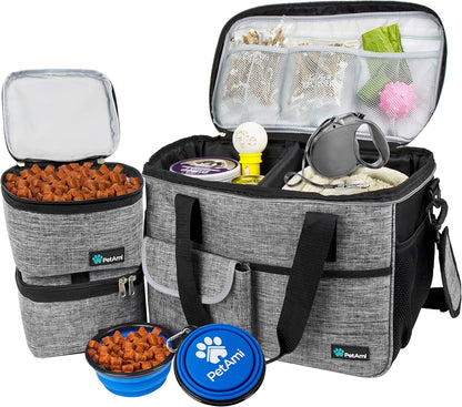 Dog Travel Bag Organizer, Pet Supplies Tote Diaper Bag, Black Medium