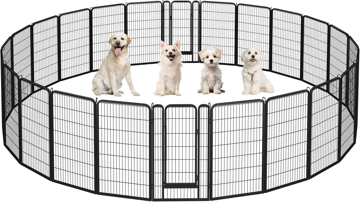 Dog Playpen 24In 16 Panels Pet Fence for Indoor Yard RV Camping