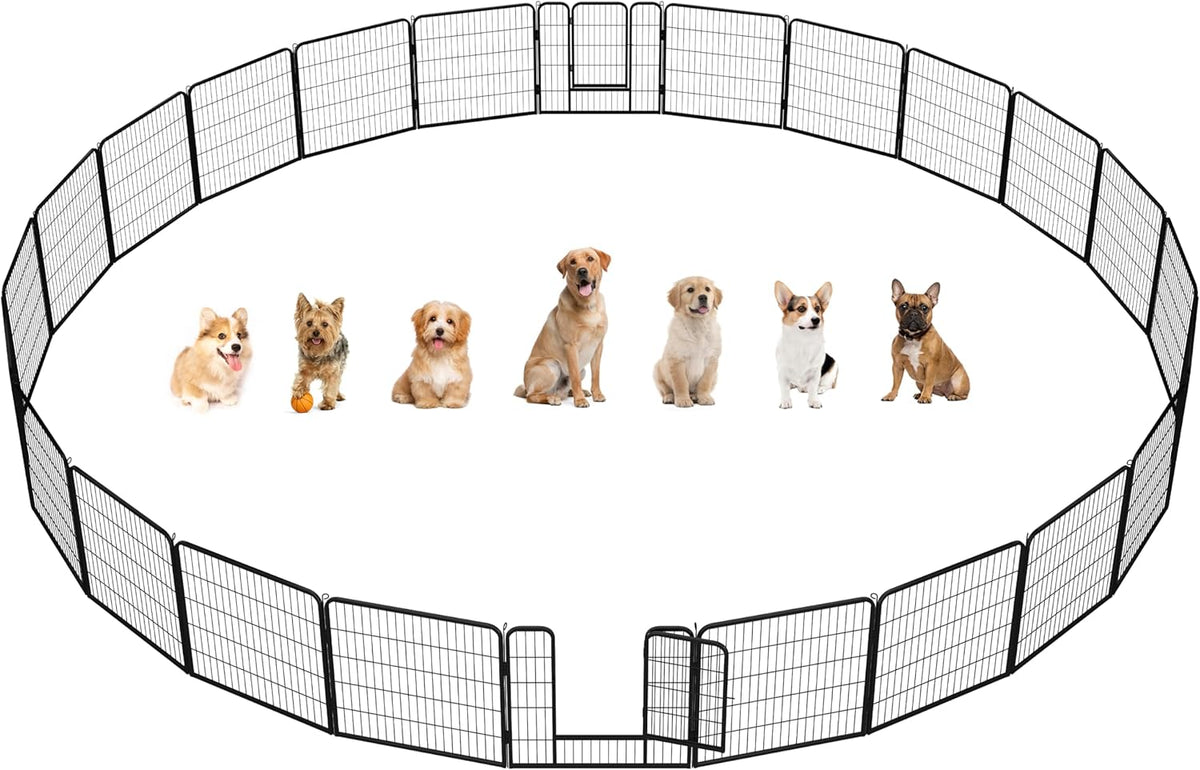 Dog Playpen 24In 16 Panels Pet Fence for Indoor Yard RV Camping