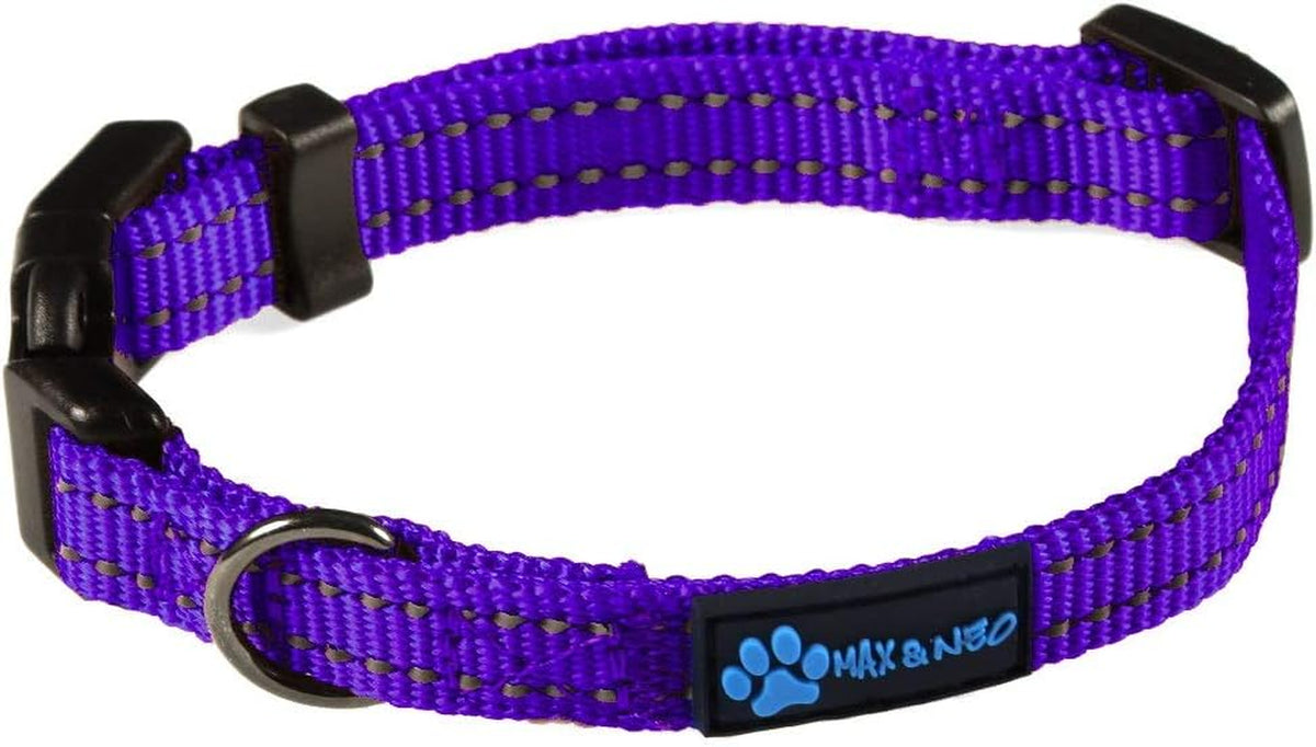 NEO Nylon Buckle Reflective Dog Collar - Medium, Pink