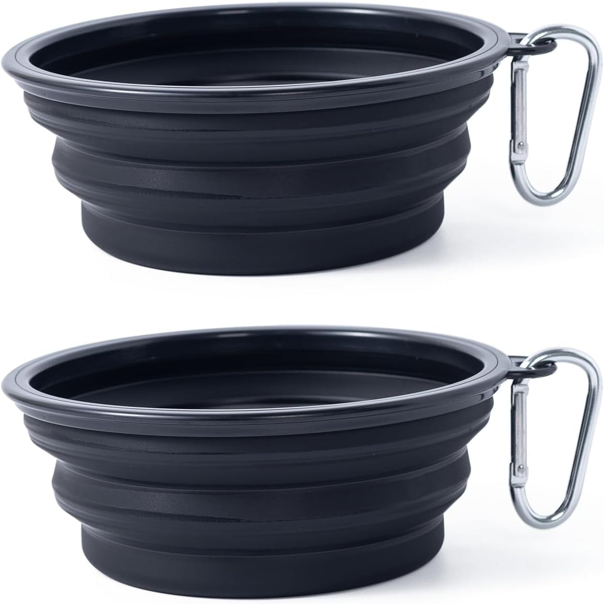 Dog Bowl Pet Collapsible Bowls, 2 Pack Collapsible Dog Water Bowls for Cats Dogs, Portable Pet Feeding Watering Dish for Walking Parking Traveling with 2 Carabiners (Small, Green+Purple)