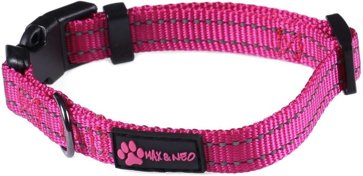 NEO Nylon Buckle Reflective Dog Collar - Medium, Pink