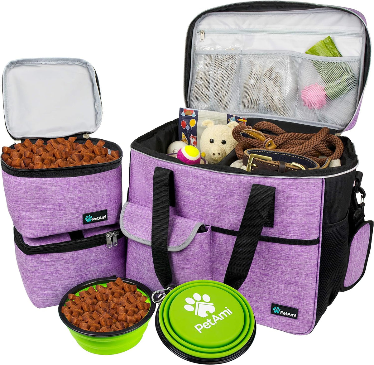 Dog Travel Bag Organizer, Pet Supplies Tote Diaper Bag, Black Medium