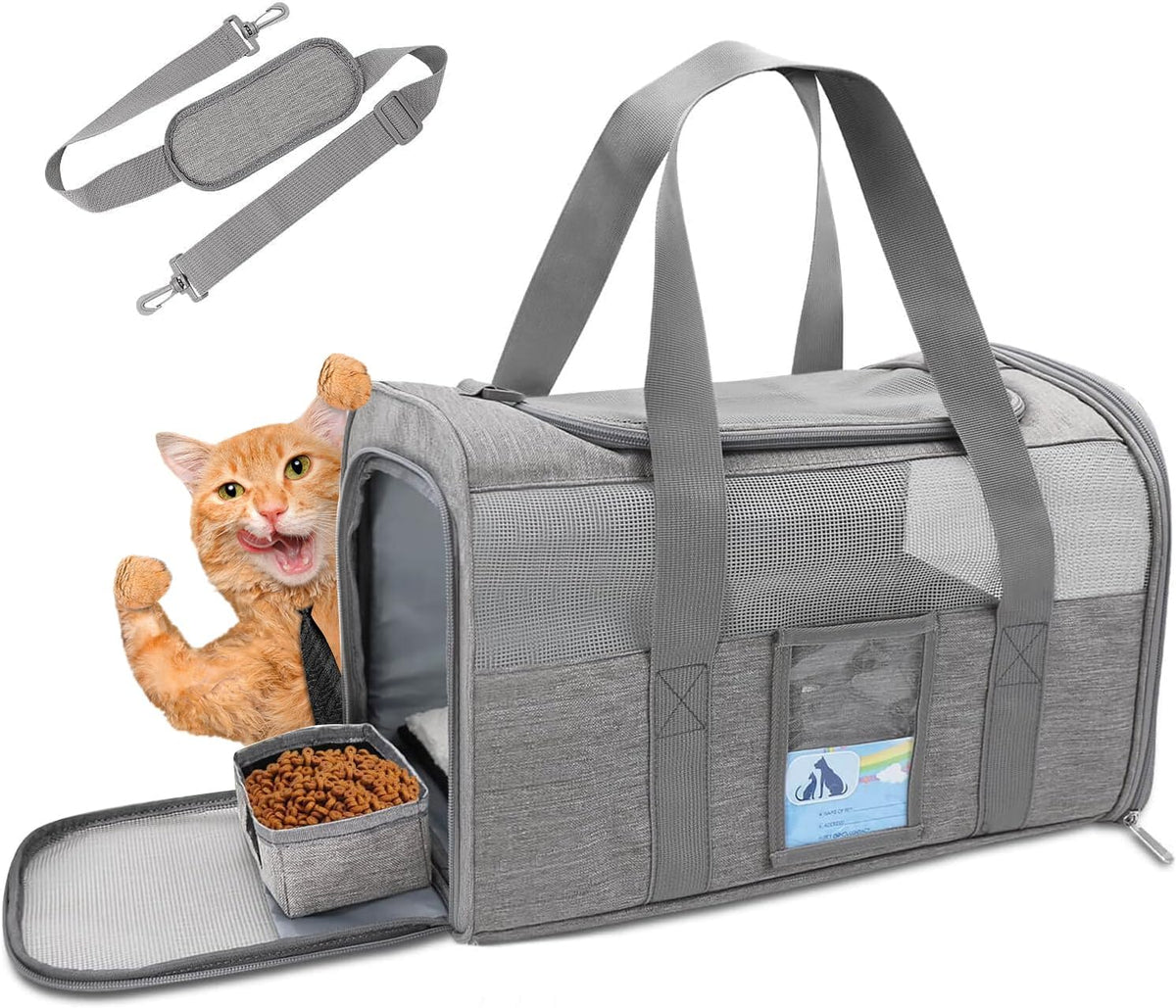 Pet Carrier Airline Approved, Cat Carriers for Medium Cats Small Cats, Soft Dog Carriers for Small Dogs, TSA Approved Pet Carrier for Cat Dog of 15 Lbs, Puppy Carrier,Black