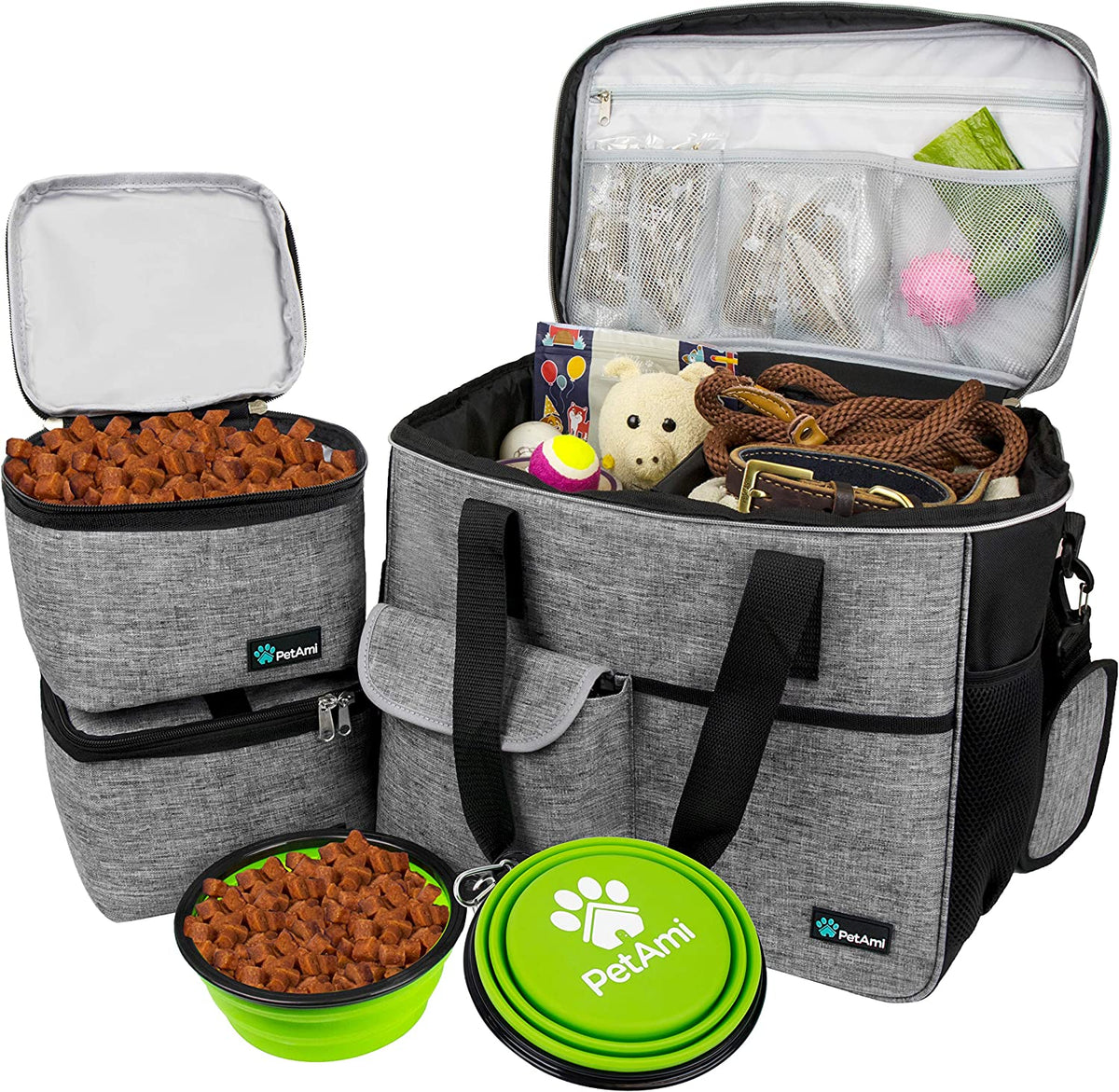 Dog Travel Bag Organizer, Pet Supplies Tote Diaper Bag, Black Medium