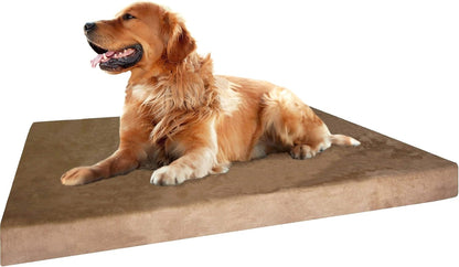 Waterproof Memory Foam Dog Bed for Medium Dogs with Washable Cover and Extra Pet Bed Case 37X27X4 Inch, Khaki
