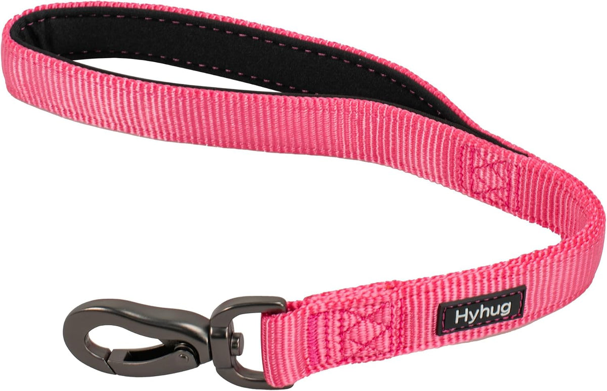 Short Dog Leash 18", Heavy Duty Nylon with Padded Handle