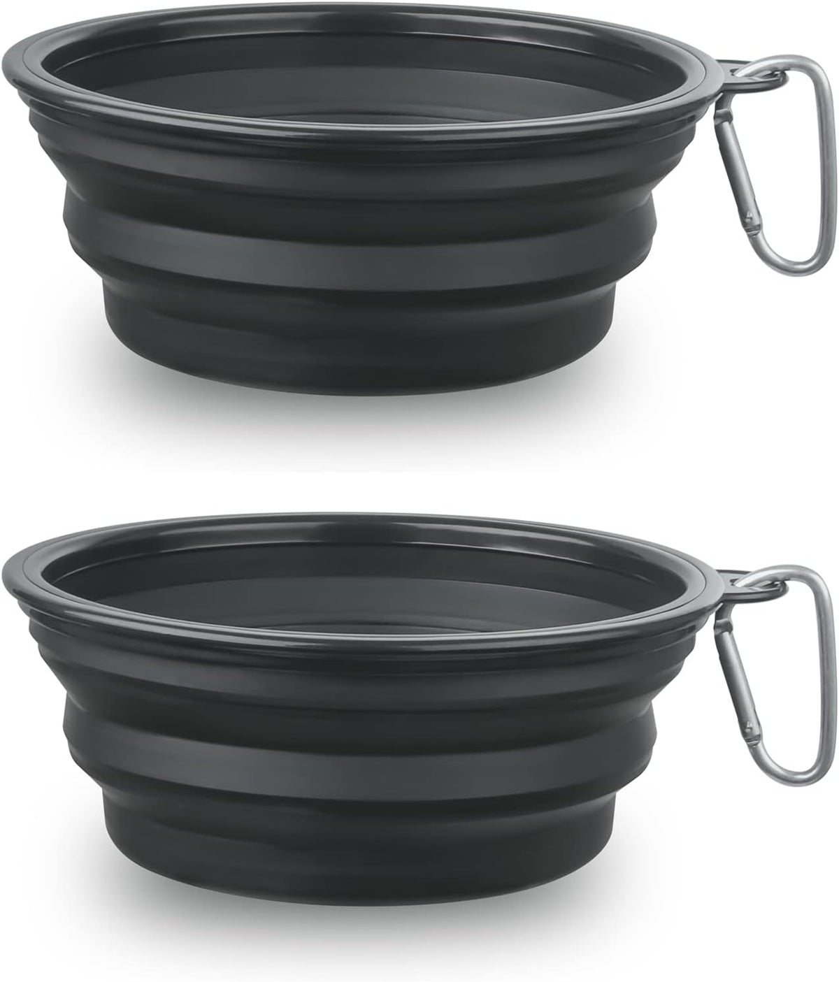 Dog Bowl Pet Collapsible Bowls, 2 Pack Collapsible Dog Water Bowls for Cats Dogs, Portable Pet Feeding Watering Dish for Walking Parking Traveling with 2 Carabiners (Small, Green+Purple)