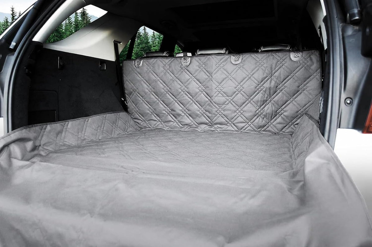 Bulldogology SUV Cargo Liner for Dogs 55"X82" Heavy Duty Pet Trunk Cargo Cover Area - Trunk Cover Car Protector for Dogs Waterproof Nonslip Mat - Dog Cargo Liner Suvs Vans Cars (Large, Black)