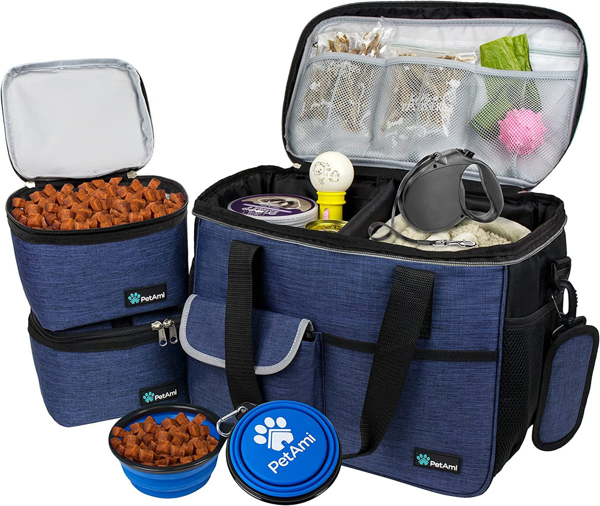 Dog Travel Bag Organizer, Pet Supplies Tote Diaper Bag, Black Medium