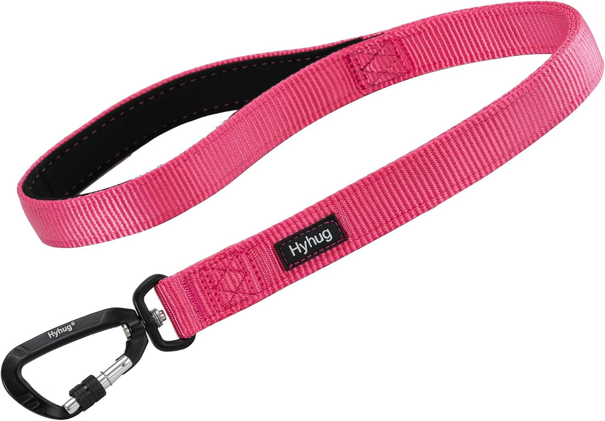 Short Dog Leash 18", Heavy Duty Nylon with Padded Handle