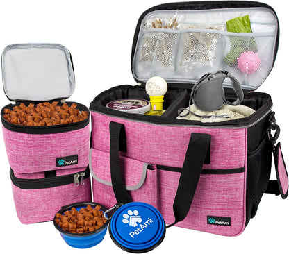 Dog Travel Bag Organizer, Pet Supplies Tote Diaper Bag, Black Medium
