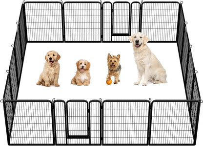 Dog Playpen 24In 16 Panels Pet Fence for Indoor Yard RV Camping