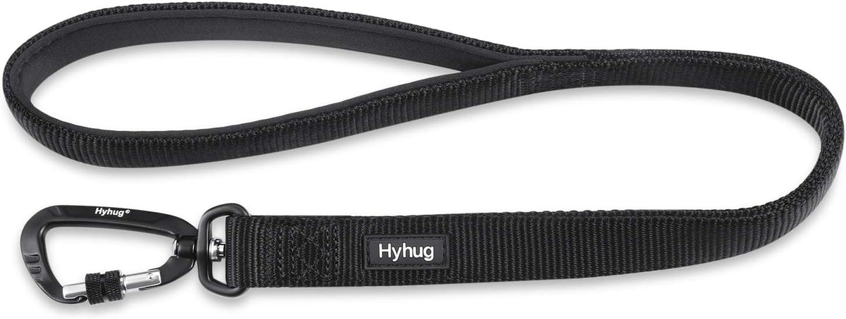 Short Dog Leash 18", Heavy Duty Nylon with Padded Handle