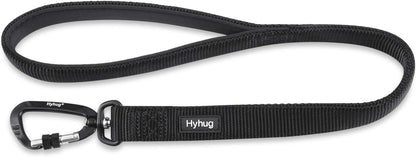 Short Dog Leash 18", Heavy Duty Nylon with Padded Handle