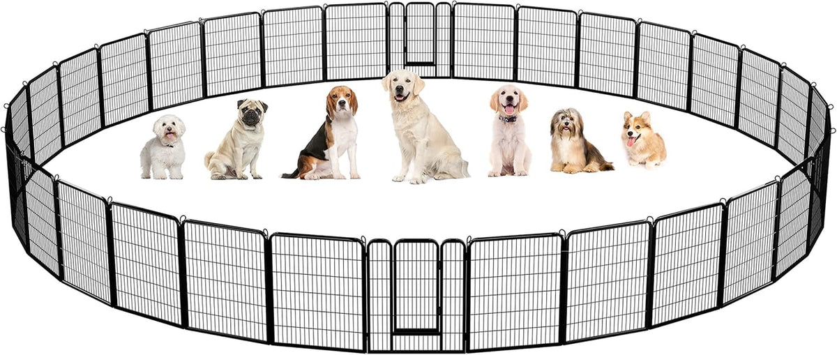 Dog Playpen 24In 16 Panels Pet Fence for Indoor Yard RV Camping
