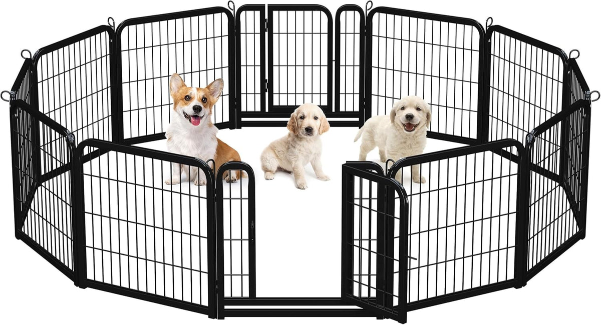 Dog Playpen 24In 16 Panels Pet Fence for Indoor Yard RV Camping