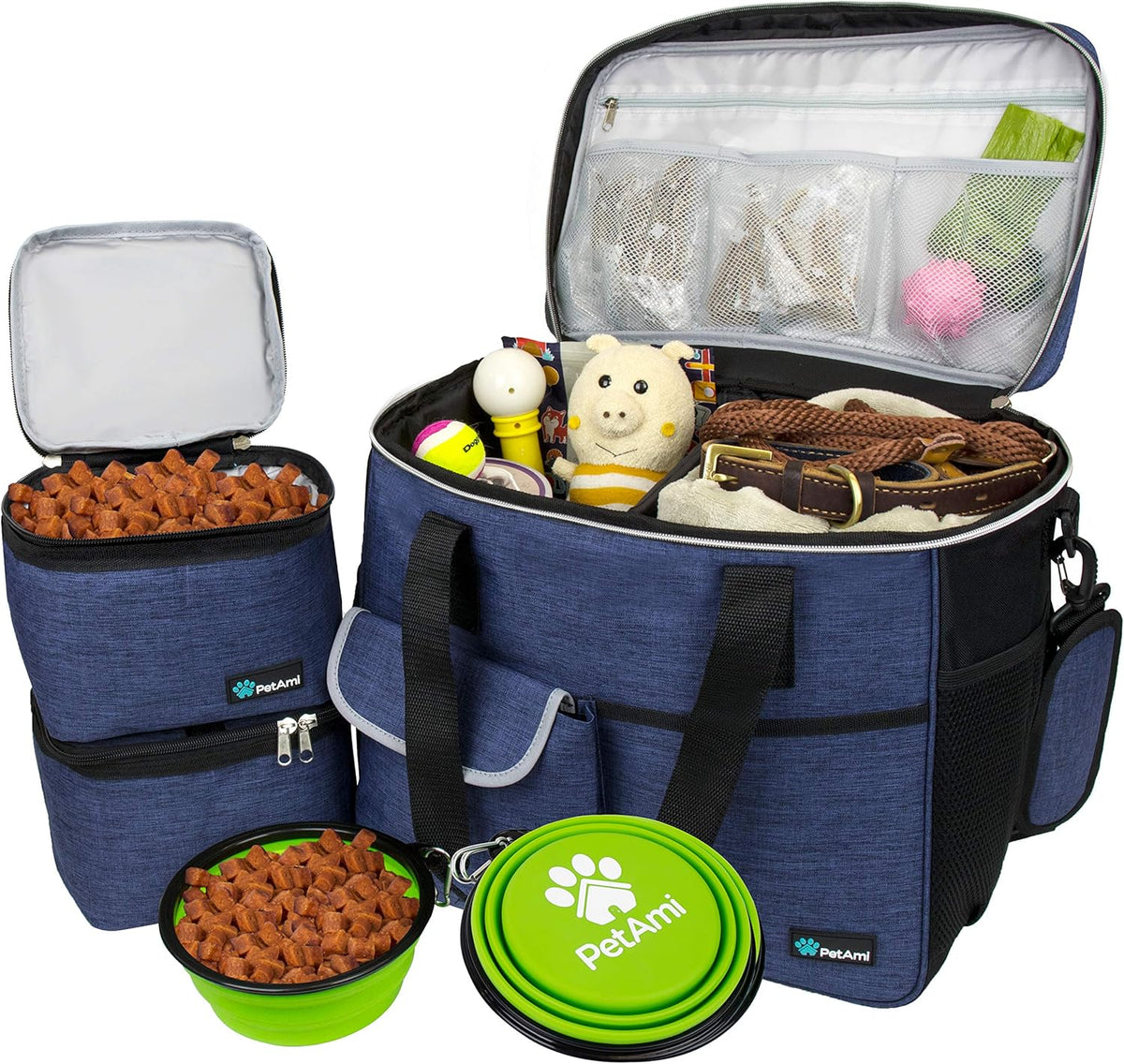 Dog Travel Bag Organizer, Pet Supplies Tote Diaper Bag, Black Medium