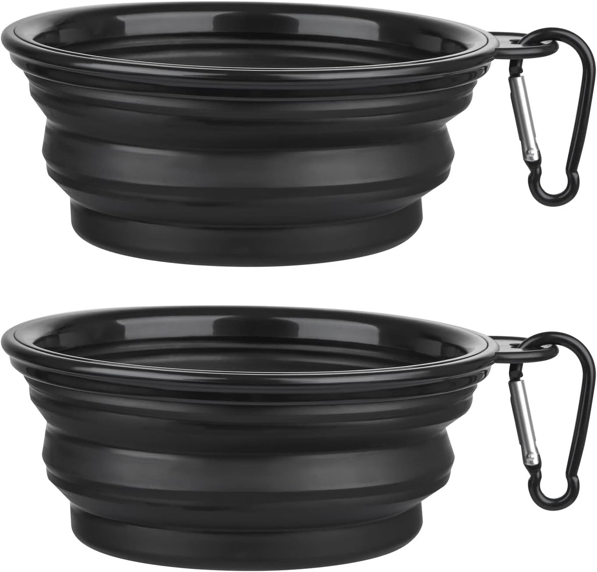 Dog Bowl Pet Collapsible Bowls, 2 Pack Collapsible Dog Water Bowls for Cats Dogs, Portable Pet Feeding Watering Dish for Walking Parking Traveling with 2 Carabiners (Small, Green+Purple)