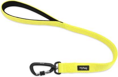Short Dog Leash 18", Heavy Duty Nylon with Padded Handle