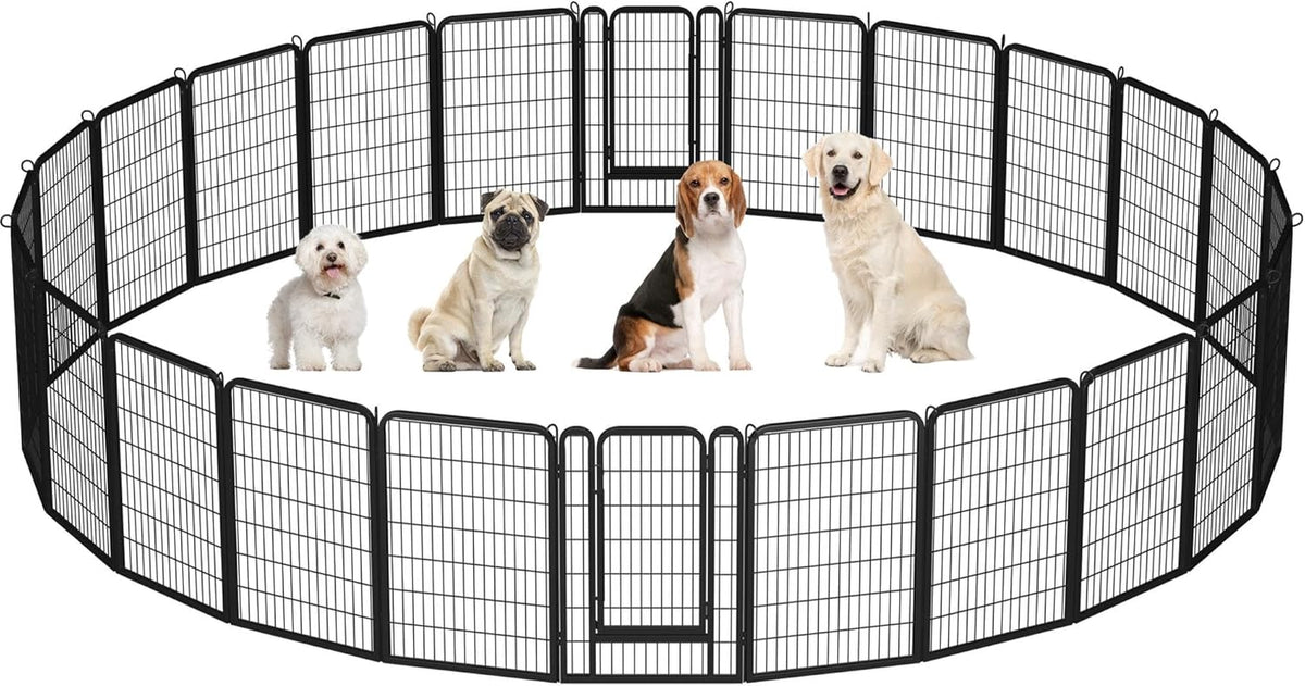 Dog Playpen 24In 16 Panels Pet Fence for Indoor Yard RV Camping