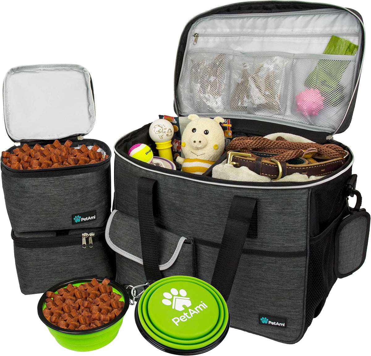 Dog Travel Bag Organizer, Pet Supplies Tote Diaper Bag, Black Medium