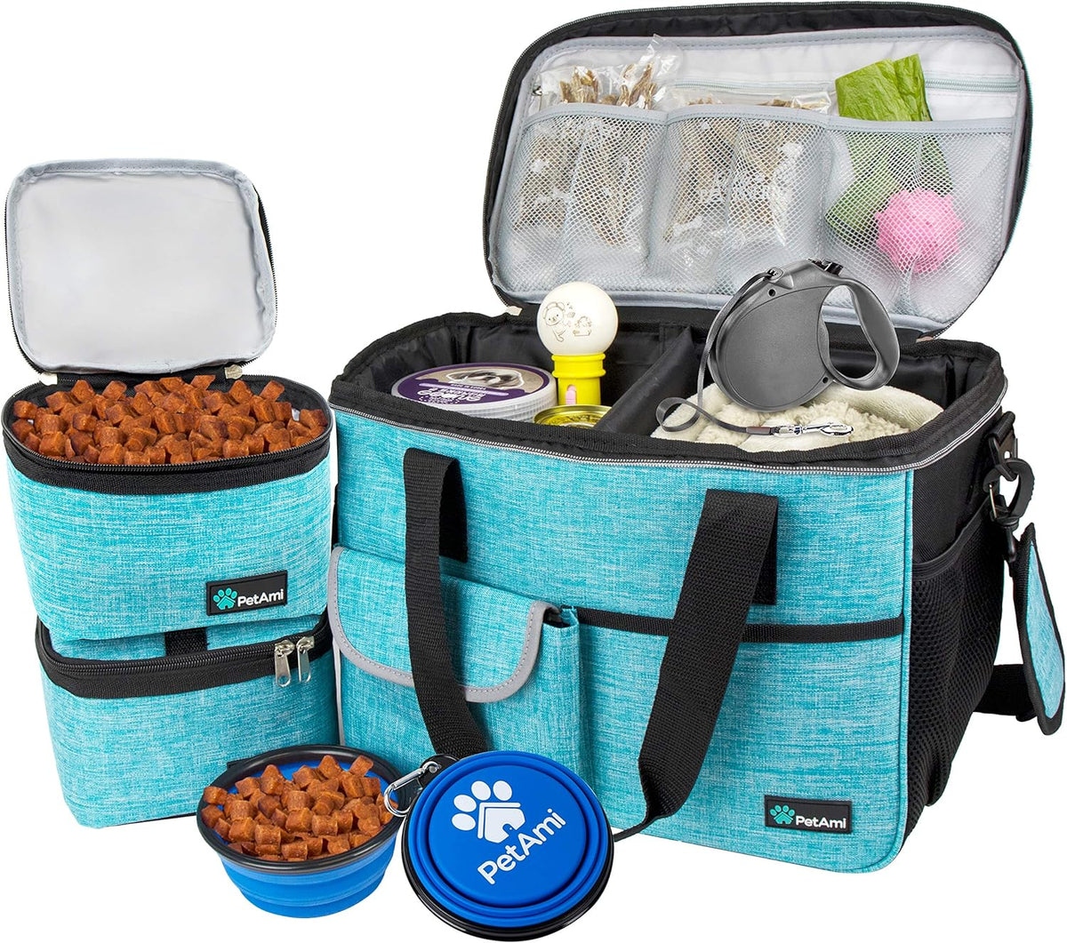 Dog Travel Bag Organizer, Pet Supplies Tote Diaper Bag, Black Medium