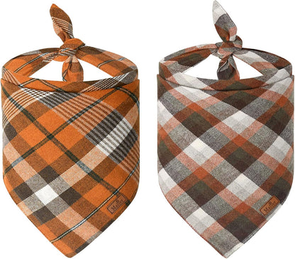 2 Pack Dog Bandanas Christmas Classic Buffalo Red Plaid Pet Scarf Triangle Bibs Kerchief Pet Costume Outfit Accessories for Small Large and Large Dogs Pets (Red + Red Plaid, Small)