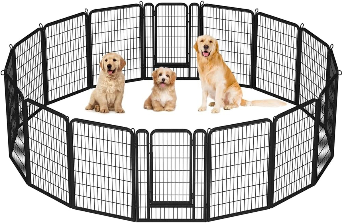 Dog Playpen 24In 16 Panels Pet Fence for Indoor Yard RV Camping