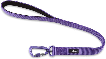 Short Dog Leash 18", Heavy Duty Nylon with Padded Handle