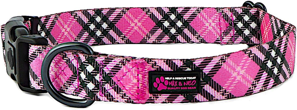 NEO Nylon Buckle Reflective Dog Collar - Medium, Pink
